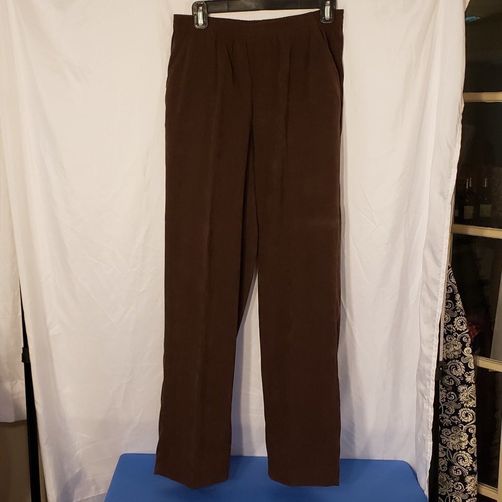 Ladies TRADITION Elastic Waist w/2 pockets Brown Pants - 10